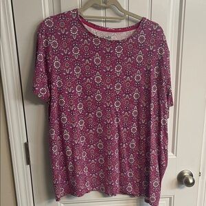 Croft & Barrow Magenta Patterned Short Sleeve Top everyday wear 2xl